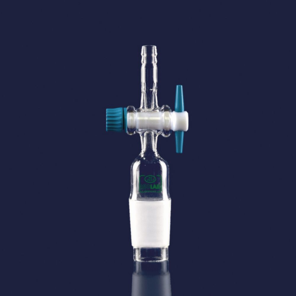 Verbindungsstücke für Schläuche, Borosilikatglas 3.3, gerade, mit Hahn