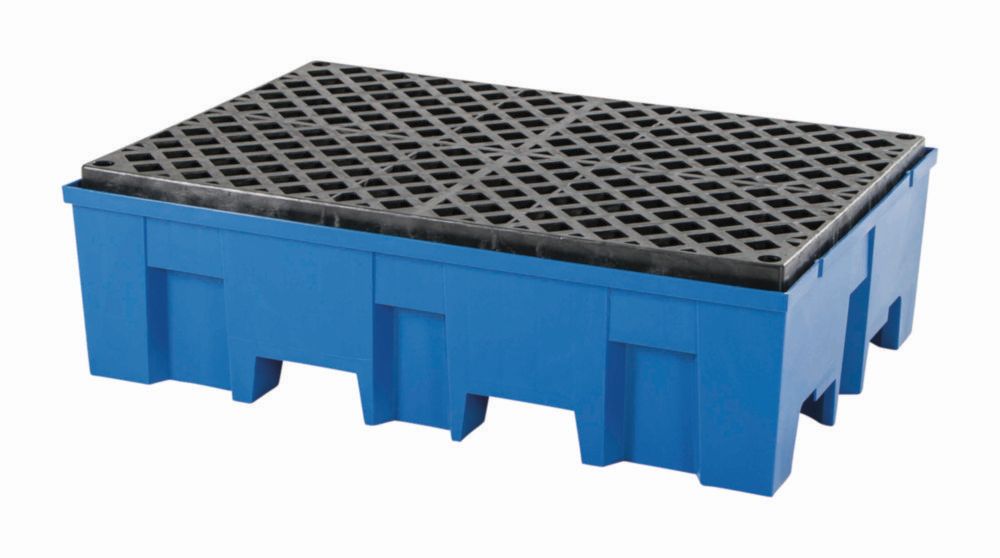 Auffangwannen PE für 2 Fässer à 200l, Gitterrost, B865xT1245xH350mm