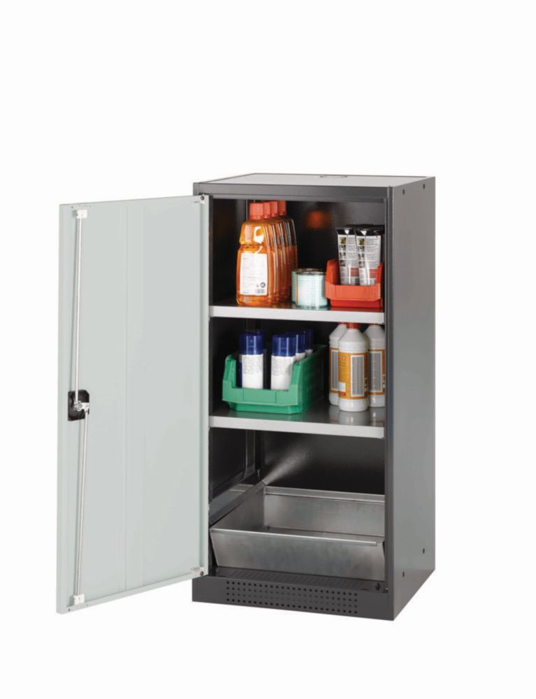 Chemikalienschrank CS-Classic 545 x 520 x 1105 mm (BxTxH), Flügeltüren, RAL 7016 2 Fachböden, Bodenauffangwanne STAWA-R