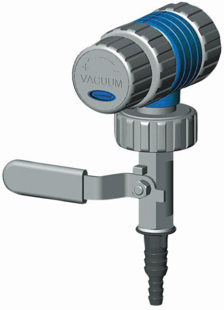 VACUU·LAN® Absperr-/Regelmodul VCL 02mit Anschlusselement A5, M35 x 1, 5, Ventil mit gelbem Drehknopf, Modulbestehend aus A5, B