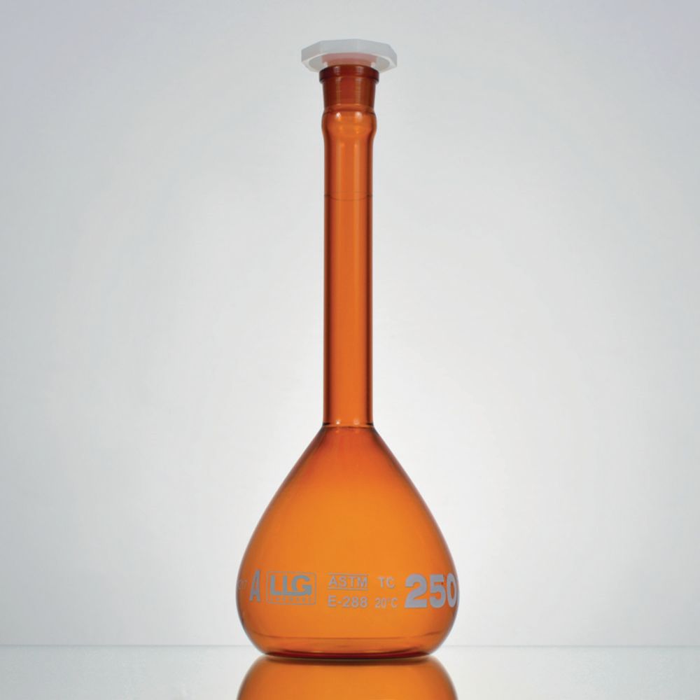 Messkolben, Borosilikatglas 3.3, Klasse A, Braunglas