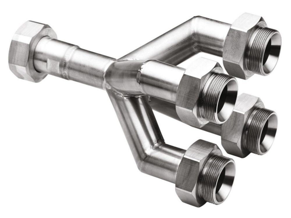 4fach-Verteiler M38x1,5, 1x M38x1,5 innen auf 4x M38x1,5 außen