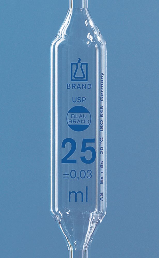 Vollpipetten, USP, AR-Glas<sup>®</sup>, Klasse AS, 1 Marke, blau graduiert