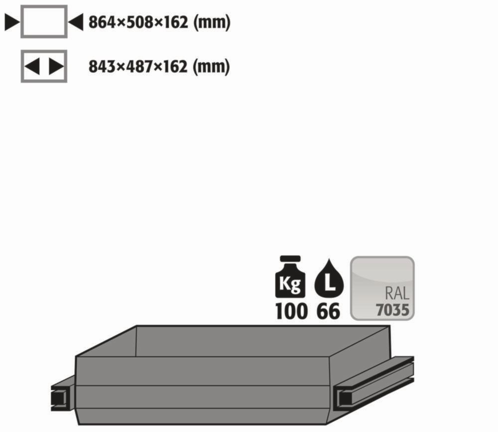 Schwerlastauszug 66 Ltr. RAL 7035, Stahlblech, pulverbeschichtet für Modelle Q90, S90