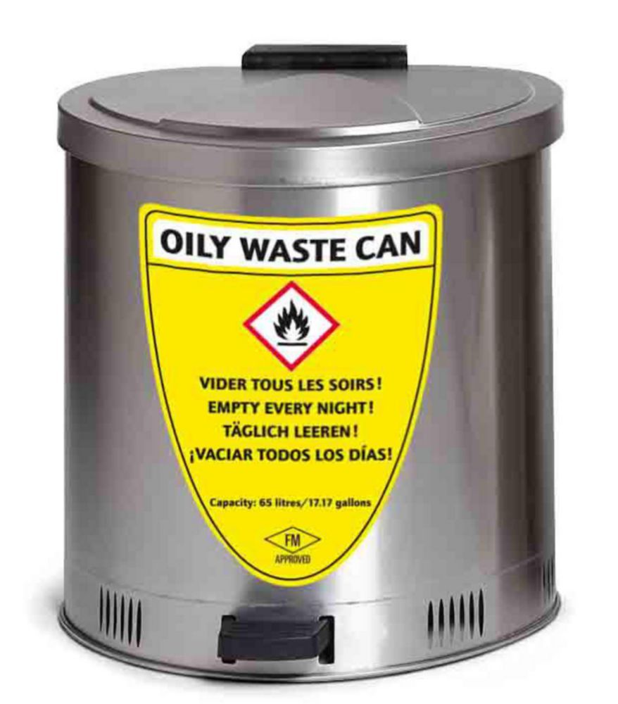 Entsorgungsbehälter 65 l für Putzlappen, Edelstahl