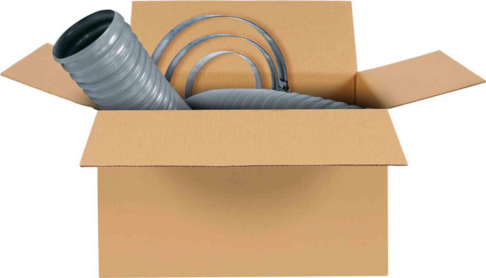 Lüftungsset, bestehend aus: 1 Stück Rohrventilator (als Stützlüfter) DN 150, 2 Stück Reduzierstück DN 150/125, 7,5 m, Flexschla