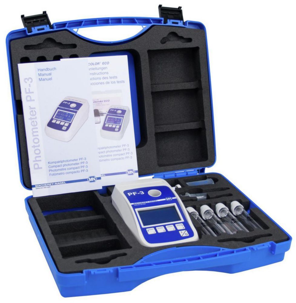 Kompaktphotometer PF-3 Pool ohne Reagenzien für VISOCOLOR und NANOCOLOR Rundküvettentest mit Kalibrierküvette