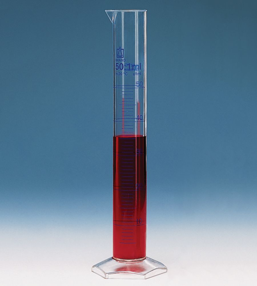 Messzylinder, PMP, hohe Form, Klasse A, blau graduiert