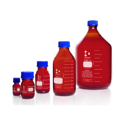 Laborflasche, DURAN<sup>®</sup> braun, mit Schraubverschluss und Ausgießring aus PP