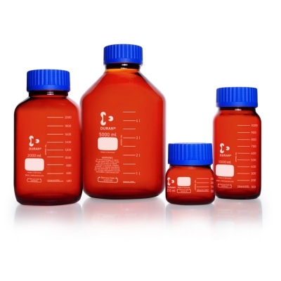 Weithalslaborflaschen GLS 80<sup>®</sup>, DURAN<sup>®</sup>, braun, mit Schraubverschluss