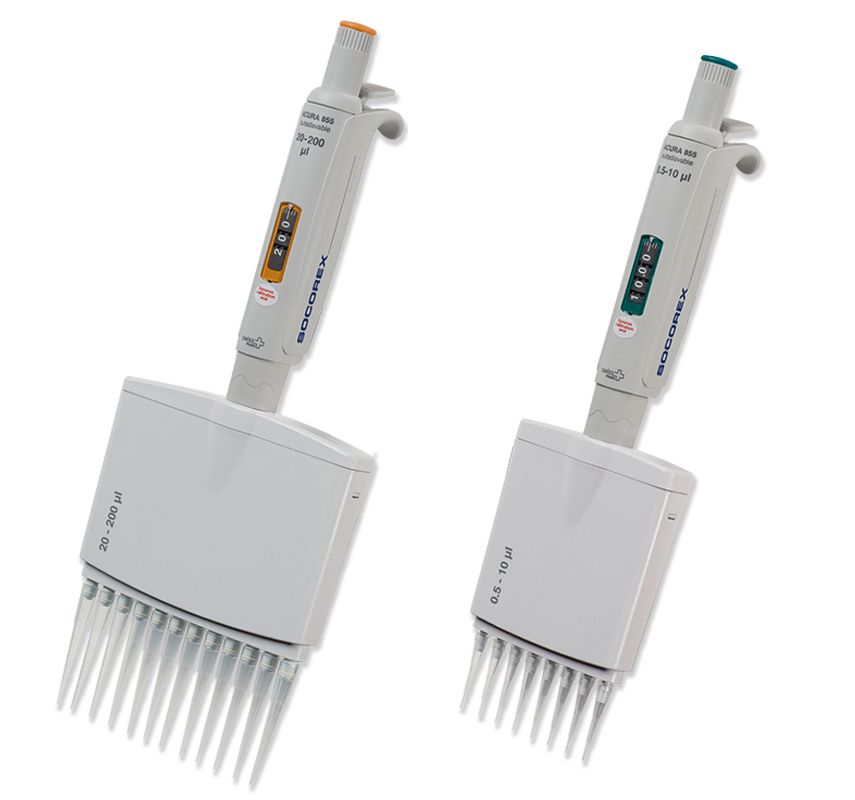 Mehrkanal-Mikroliterpipetten Acura<sup>®</sup> <i>manual</i> 855, variabel