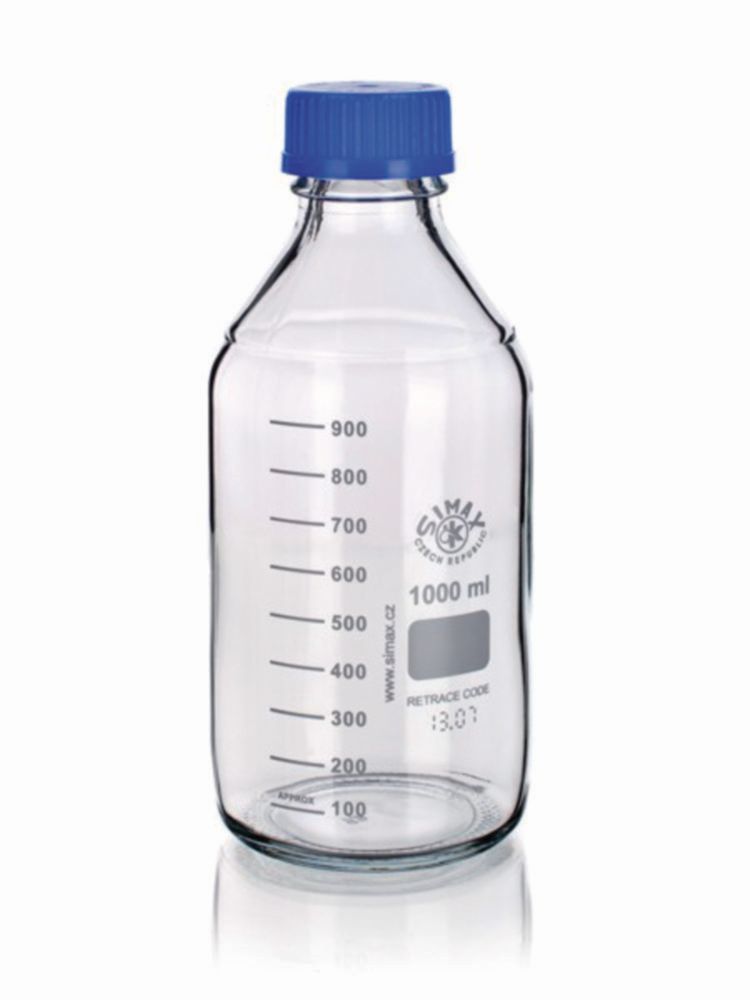 Laborflaschen, Borosilikatglas 3.3, GL45, mit blauem Schraubverschluss