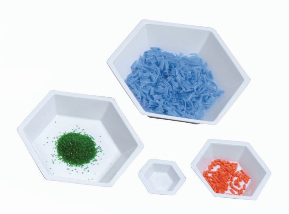 Wägeschalen, PS, hexagonal, antistatisch