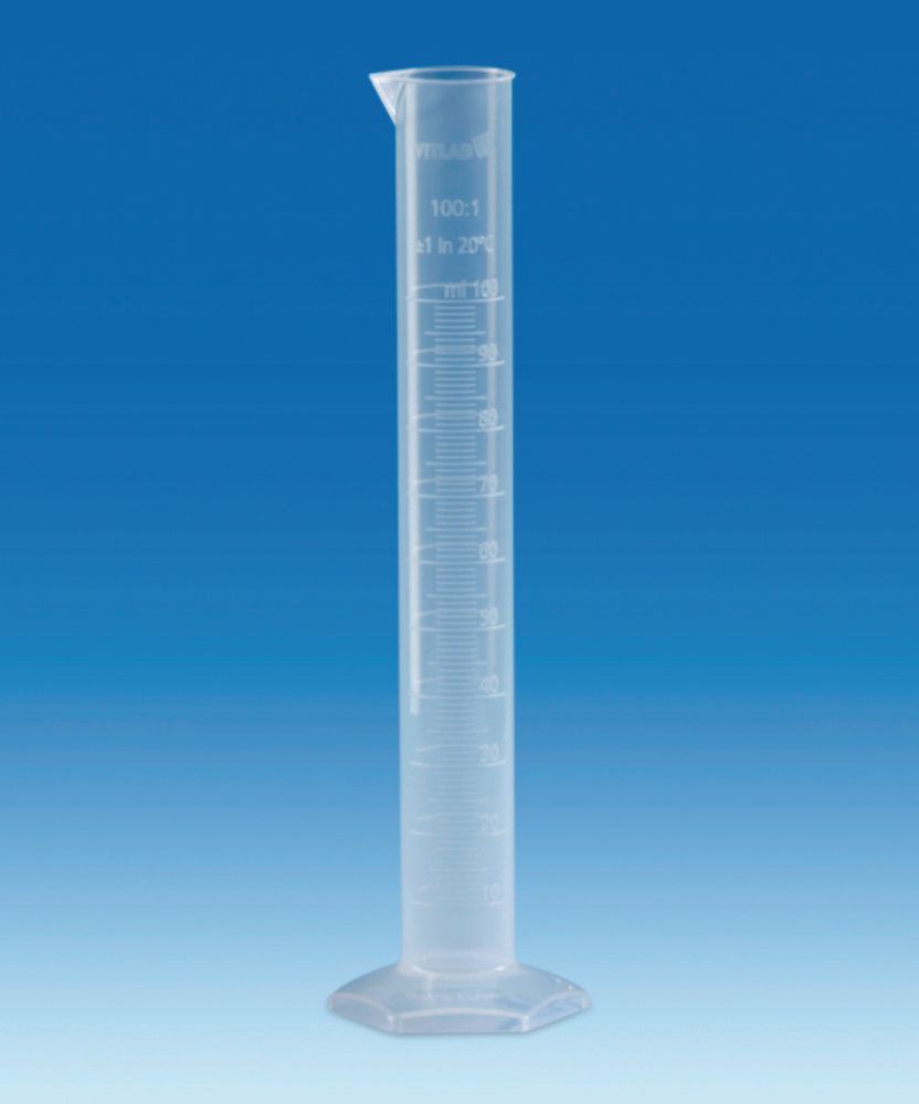 Messzylinder, PP, hohe Form, Klasse B, erhabene Graduierung