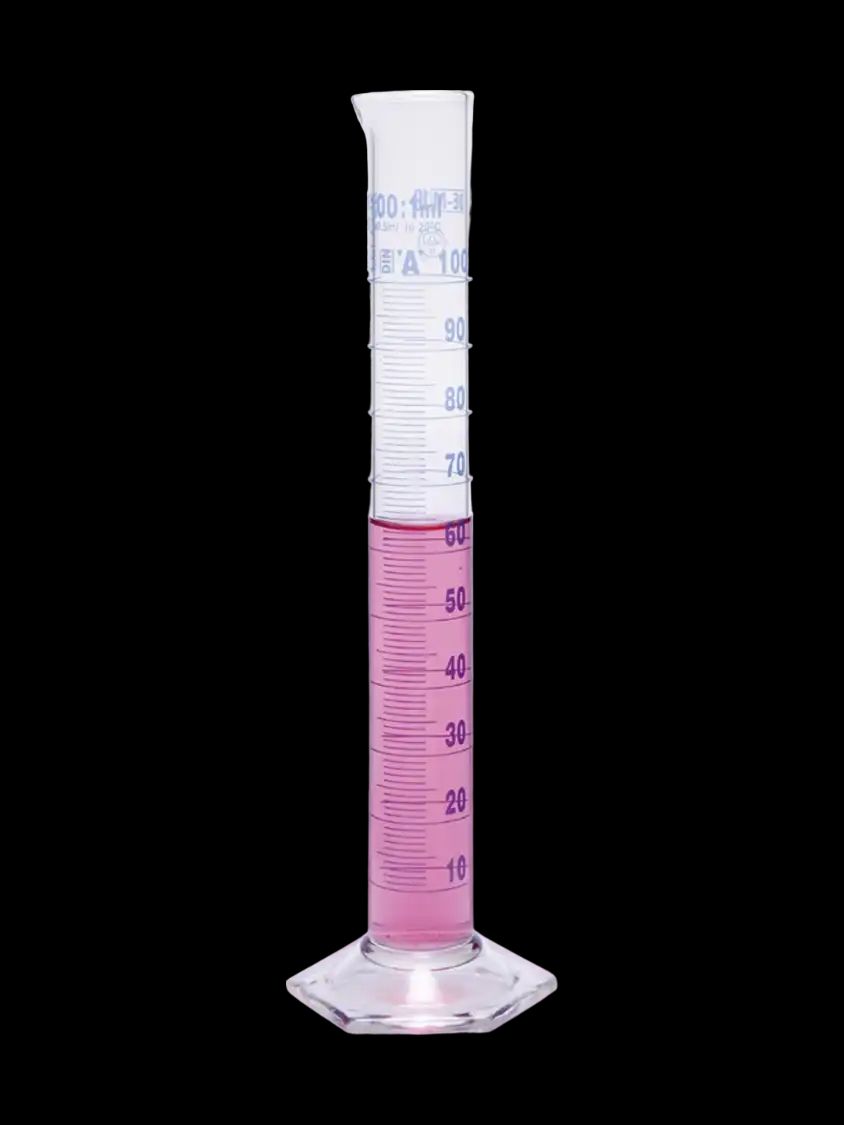Messzylinder, Borosilikatglas 3.3, hohe Form, Klasse A, blau graduiert